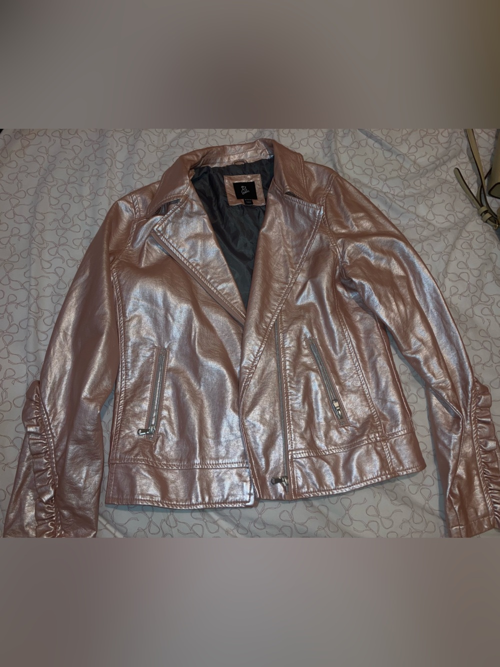 art class Metallic Pink Faux Leather Moto Jacket